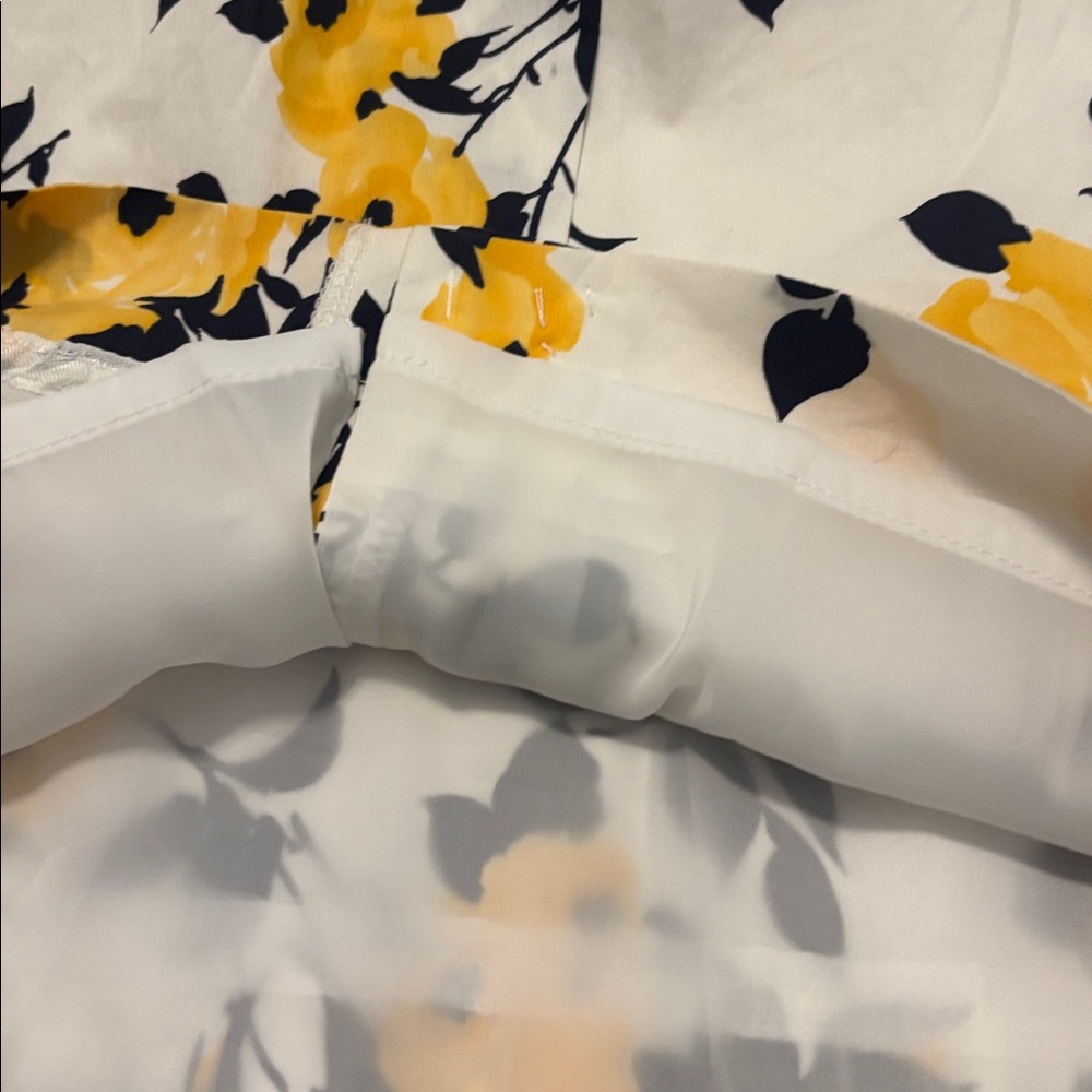 VTG J. Peterman White Shift Midi Dress w/Yellow Floral Design SZ 10 lined NWOT - Picture 12 of 12